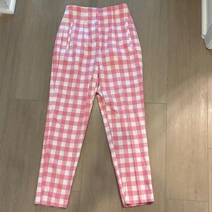 Zara Pink and White Plaid Pants